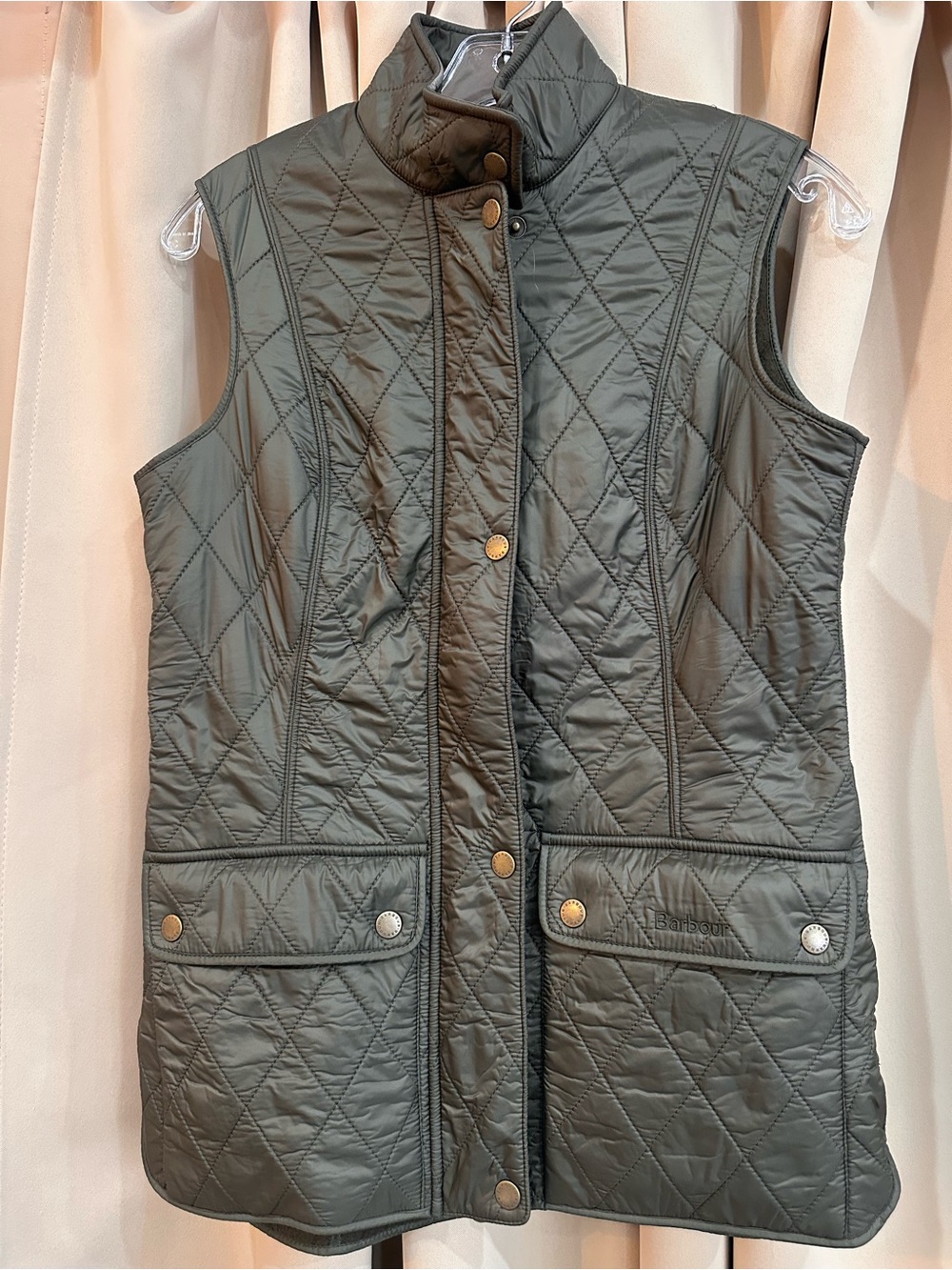 Barbour Quilted Sleeveless Vest - Olive Green size 8 retail $185